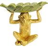 Kare Design ciotola decorativa Banana Leaf, oro/verde, scimietta con foglio, accessorio stile giungla, per piccoli oggetti, caramelle, bomboniera, 14x24 cm
