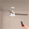M mimotec - Ventilatore a soffitto con luce LED Grigio Curve, telecomando, motore DC 40W+Luce LED 18W, 6 velocità, Silenzioso,3 Pale, 132 cm, funzione estate-inverno, timer. LM8814