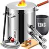 VEVOR Forno di Fusione a Gas 12kg 1482℃ Forno a propano Fonderia 2 Funzione Fusione e Forgiatura Kit Forno di Fusione di Metallo Crogiolo in Grafite 2 Bruciatori per Fondere Oro Alu Argento