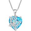 FJ Collana Farfalla Cuore in Argento Sterling 925 Ciondolo con Collane Acquamarina Marzo Pietra Portafortuna Gioielli per Donna