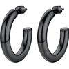 PROSTEEL 30MM Orecchini Nero a Cerchio Colonna Circolare Vuoto Orecchini Riduzione del Peso del 50% Orecchini Donna Rétro Affascinante Combinazioni di Impilamento