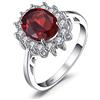 JewelryPalace Kate Middleton Anello Halo Donna Argento 925 con Naturale Granato Rosso, Principessa Diana William Anelli Donna con Pietra Ovale, Fedina Zirconi in Argento Set Gioielli Donna 10.5