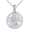 MICSAVI Collana Albero della Vita Foto Personalizzata Medaglione in Argento 925 per Donna, Pendente Rotondo Portafoto con Zirconi, Regalo Gioielli per Fidanzata Madre Figlia