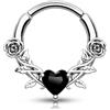 CM Crareesi Mania Piercing a forma di rosa, gioiello per setto nasale e daith, in acciaio inossidabile 316L, 16 G, per setto nasale, trasparente, helix, daith, cartilagine, conchiglia, trago,