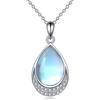 YAFEINI Collana con ciondolo in filigrana con catena in pietra lunare in argento sterling 925 per donne e ragazze, 46 + 5 cm, Argento sterling, Pietra di luna