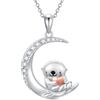 PROESS Highland Cow/gufi/farfalla/colibri/rana/scoiattolo/panda rosso/lontra/collana ciondolo animale regalo per donne ragazze mamma figlia, Argento sterling
