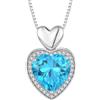 FJ Collana Cuore per Donna Argento Sterling 925 Collana con Ciondolo Acquamarina Gioielli Pietre Portafortuna Marzo per Donna