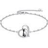 VONALA Bracciale a forma di gatto in argento Sterling 925, con gatto nero, grazioso gioiello per donna, Eine Grösse, Argento sterling, Zirconia cubica