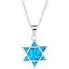 Bling Jewelry Collana Con Ciondolo A Forma Di Stella Di Davide In Opale Blu Incastonato Nella Maglia Giudaica Di Hanukkah Per Bat Mitzvah Per Donne Adolescenti Argento Sterling .925