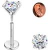 Sllaiss Orecchini Moissanite Uomo Donna in Titanio G23 Punto Luce Diamante Brillante VVS1 Certificata D Color Oro 18K Orecchino Singolo a Lobo Anallergici Senza Nichel Piercing 1 CT
