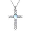 CUOKA MIRACLE Collana Pietra di Luna in argento sterling 925 Collana Croce Celtica Collana Arcobaleno pietra di luna per Donne Ragazze Regali per Mamma Nonna Figlia