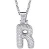 Richsteel Ciondolo a Lettera Bolla con Zirconia Cubica, Ciondolo Numero 0-9 Scintillante, Gioielleria Hip Hop alla Moda, Nome Personalizzabile, con Confezione Regalo, Zirconia cubica, Zirconie