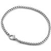 Akitsune Baca - Bracciale a maglia con catena | 3 mm di diametro | Scatola Rolo catena da uomo donna in acciaio inossidabile Moschettoni minimalista, 17 cm, Nichel Argento