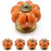 Ganzoo 4 pomelli per mobili in porcellana a forma corona, colore arancione, decorazione bronzo anticato, stile vintage shabby chic, per sostituzione su cassetti e armadi, Ø 38mm prof. 38mm, 18mm
