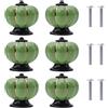 NAKUPENDA 6 Pezzi Manopole in Ceramica Pomelli per Mobili Zucca Pomelli per Cassetti in Ceramica a Forma di Zucca per Mobili da Ufficio, Armadio da Cucina, Cassetti (Verde)