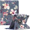 Fintie Custodia rotante per iPad Pro 12,9 6a generazione 2022-360 gradi girevole con portamatite, spegnimento automatico/sveglia, adatta anche per iPad Pro 12,9 5a/4a/3a generazione, ibisco
