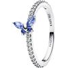 Pandora Anello da Donna in Argento con Farfalla Scintillante, Blu 194269C01, 54/17,2, Argento Sterling, Cristallo Zirconia cubica