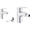 GROHE QUICKFIX Start Set Miscelatore Monocomando per Lavabo, Taglia S + Miscelatore Monocomando per Bidet Taglia S, Scarico a Saltarello, Cromo