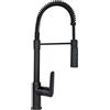 SCHOCK | Miscelatore Aquasoft T Monocomando con Bocca a Molla e Asta Orientabile, Doccetta Estraibile a Doppio Getto, Tutto Colore Nero, h495