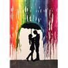 BOWETILE 5D Pioggia Arcobaleno DIY Diamond Painting Kit Completo, Kit Completo Una Coppia sotto la Pioggia Diamond Painting Per Adulti, Diamant Painting Per Adulti, Decorazioni Per Casa 30x40 cm