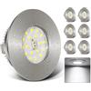 Kimjo 6W Faretti da Incasso LED 230V - Faretti LED Ultrapiatti 6000K Bianco Freddo - IP44 Diametro Foro 60-65mm Faretti da Soffitto per Bagno Cucina Soggiorno - Lampada da Soffitto Nichel Set di 6