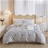 LifeTB Set di biancheria da letto matrimoniale in morbido cotone blu stile vintage chic floreale botanico set di biancheria da letto - copripiumino estetico con chiusura a cerniera