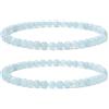 Landorilo 2 Pezzi Bracciale in Pietra Naturale Rotonda da 4 mm, Braccialetti Yoga Elastico per Uomo e Donna, Bracciali Portafortuna, Perline di Ricambio Incluse(2R A Acquamarina)