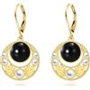 YAFEINI Orecchini in onice nero Orecchini pendenti ovali in argento sterling 18 carati Oro giallo placcato oro Orecchini Boho in filigrana Regali di gioielli per donne e ragazze