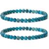 Landorilo 2 Pezzi Bracciale in Pietra Naturale Rotonda da 4 mm, Braccialetti Yoga Elastico per Uomo e Donna, Bracciali Portafortuna, Perline di Ricambio Incluse(2R Apatite)