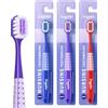 Vonmerie Confezione da 3 spazzolini da denti ultra morbidi per adulti, in morbida microfibra con 10000+ pennelli da 0,12 mm, testa extra larga e piatta, manico ergonomico, confezionati singolarmente