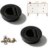 PHMING 2 Pezzi Maniglia Rotonda con Anello Incorporato, Nascosto Maniglie per Mobili, Maniglie Incasso con Viti e Rondelle, per Cassetti, Armadi, Cassettiere (Nero)