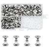 JINTANG 90 set di viti Chicago,M5×5mm Rivetti a Vite, kit di viti Chicago Phillips, rivetto in metallo Chicago Button, per cintura in pelle fai da te Craft cintura decorazione rilegatura(Silvery)
