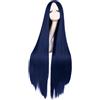MapofBeauty 40 Pollic/100 cm Naturale Morbido Dritto Lungo Cosplay Costume Anime Parrucca (Midnight Blu)