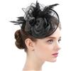 OIXEYA Fascinatori Cappello Fiore Mesh Piume Accessori Cocktail Party Accessori Cappello Elegante in Rete, per Feste, Cocktail, Matrimoni per Ragazze e Donna