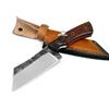 COLTELLO ARTIGIANALE DA CACCIA IN ACCIAIO BALESTRA LAMA FISSA COLLEZIONE FODERO