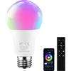 AILEMING Lampadina LED E27 RGBCW, 12W 1000lm, Intelligente con Telecomando 2,4GHz, Dimmerabile 3000-6500K, Multicolore, 1 lampadina e 1 telecomando