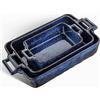 VICRAYS,Set da forno in ceramica, in porcellana, rettangolare, teglia per lasagne, teglia da forno, casseruola per cucina, cena per torte, banchetti e uso quotidiano, 45.3x20.7 cm, colore: blu