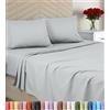Utopia Bedding Set di lenzuola per letto matrimoniale in morbida microfibra spazzolata, include 1 lenzuolo con angoli, 1 lenzuolo piatto, 2 federe, tasca profonda (grigio chiaro)