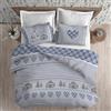 PENSIERI DELICATI Parure Copripiumino Matrimoniale Flanella 100% Cotone, Sacco 250X200 CM e Federa 52X82 CM, Made in Italy, Copripiumino Lavabile In Lavatrice A 40°, Fantasia Chalet Blu