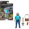 Mattel Minecraft - Personaggio Steve, action figure da collezione con acccessori inclusi, alto 10 cm e ispirato al film e al videogioco, giocattolo per bambini, 6+ anni, JFR57