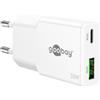 goobay Caricatore USB-C 30W, alimentatore GaN ultra piatto, doppia porta con Power Delivery e Quick Charge, per iPhone, Samsung Galaxy, iPad, Pixel e molti altri. - Bianco - 75738