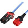 ACT C13 IEC Lock+ secondo C14 IEC Dual Lock, cavo di alimentazione per dispositivi freddi, prolunga 1 metro, presa C13 a 14 connettori, per PDU, server, dispositivi di rete, blu - AK5517