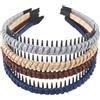 Sibba Fasce per capelli, 4 pezzi, fascia elastica per capelli, antiscivolo, a zig zag, regolabile, ondulata, pettine, fascia per capelli spessa e comoda, per sport estivi, comoda acconciatura riccia,