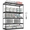VEVOR Scaffale portaoggetti, 5 Ripiani Regolabili 2000 libbre, Scaffale Metallico Organizzatore in Metallo, Nero, 60" L x 24" L x 78" A per Cucina Dispensa Seminterrato Bagno Lavanderia Armadio