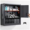 VEVOR Mobiletto da Parete in Metallo, 762 x 305 x 762 mm, Mobiletto Sospeso in Acciaio con Ante con Serratura e Ripiano Regolabile per Garage, Cantina, Cucina, Montaggio Richiesto, Nero