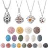 PH PandaHall 4pz Collana con Diffusore di Oli Essenziali Ciondolo Medaglione per Aromaterapia con Catena in Acciaio Inox e 26pz Perline di Roccia Lavica per Accessorio di Gioielleria