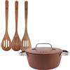 San Ignacio Set di casseruola Ø20 x 8,5 cm da 2 l con coperchio in alluminio + 3 utensili da cucina in legno AGROS