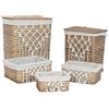 Home ESPRIT Cesto per la biancheria sporco bianco naturale vimini shabby chic 47 x 35 x 55 cm 5 pezzi