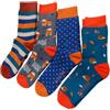 Doris & Dude Calzini da donna in bambù biologico, confezione regalo da 4 paia, Med 3-7 Mix Spot Stripe Cow Hedgehog multicolore spesso morbido toast caldo durevole sostenibile punta liscia traspirante