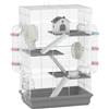PawHut Gabbia per Criceti a 4 Livelli e 16 Tubi con Casetta, Rampa, e Accessori, in Metallo e Plastica, 47x30x70 cm, Grigio | Aosom Italy